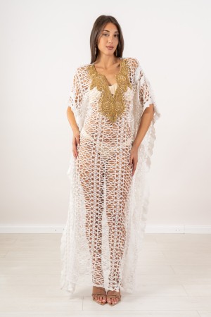 Honigkleid-Modell-Kaftan-abgereisteter V-Ausschnitt mit Strasssteinen und Lichtpunkten