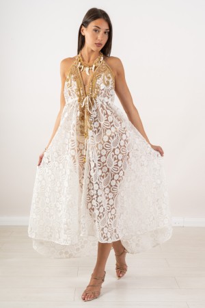 Lye Lea Kleid mit Pailletten-Halsschnürung 