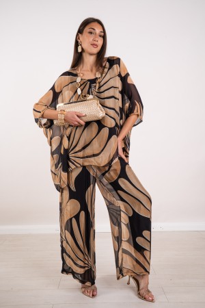 coordinato veronica in seta blusa e pantalone fantasia SPEDIZIONE 8/6 IN POI  coordinato veronica in seta blusa e pantalone f...