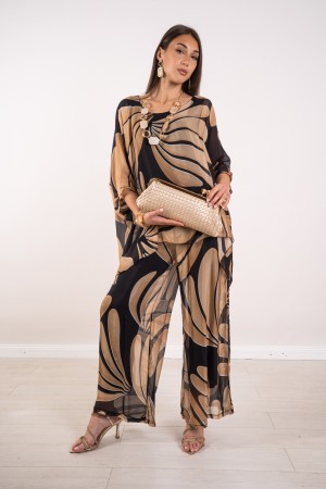 coordinato veronica in seta blusa e pantalone fantasia SPEDIZIONE 8/6 IN POI  coordinato veronica in seta blusa e pantalone f...