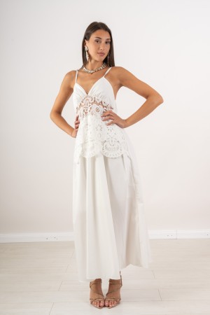 Abito lungo Golden con pizzo  Abito lungo Golden con pizzo  Abito lungo Golden con pizzo