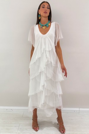 Vestido largo Nelly con baños de vestido largo Nelly con manchas de vestido largo Nelly con flotes