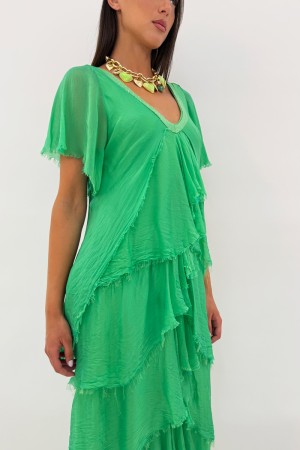 Vestido largo Nelly con baños de vestido largo Nelly con manchas de vestido largo Nelly con flotes