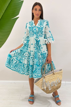 Vestido corto Santorini en Fantasy Vestido corto Santorini en Fancy Short Vestido Santorini en Fantasy