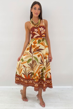 Abito lungo Fiorina maxi tropicale in calde tonalità estate Abito lungo Fiorina maxi tropicale in calde tonalità estate Abito...