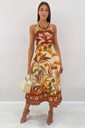Abito lungo Fiorina maxi tropicale in calde tonalità estate Abito lungo Fiorina maxi tropicale in calde tonalità estate Abito...