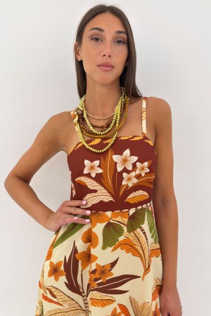 Abito lungo Fiorina maxi tropicale in calde tonalità estate Abito lungo Fiorina maxi tropicale in calde tonalità estate Abito...