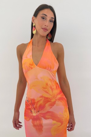 Longue robe tropicale dégradé longue robe tropicale robe de placage tropical longe