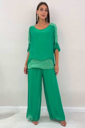 Amara coordinato Isabel pantalone e blusa in seta e viscosa Amara coordinato Isabel pantalone e blusa in seta e viscosa Amara...