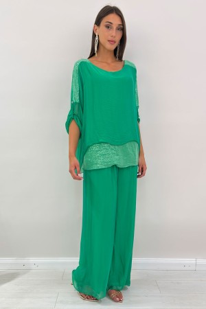Amara coordinato Isabel pantalone e blusa in seta e viscosa Amara coordinato Isabel pantalone e blusa in seta e viscosa Amara...