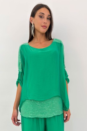 Amara coordinato Isabel pantalone e blusa in seta e viscosa Amara coordinato Isabel pantalone e blusa in seta e viscosa Amara...
