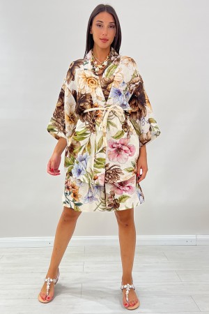 Coordinato floreale Sally con kimono e bermuda Coordinato floreale Sally con kimono e bermuda Coordinato floreale Sally con k...