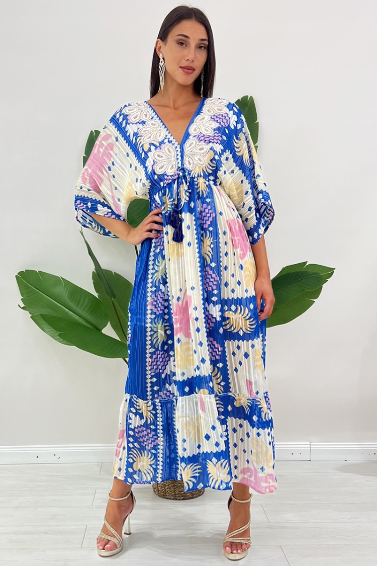 Hafi Boho-Glam Robe avec col en V enrichi d'applications florales et de paillettes Long Hafi Boho-Glam Robe avec SC ... \ T.