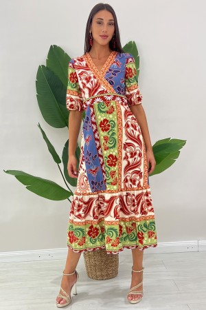 Long Linda dress with floral botanical print Long Linda dress with floral botanical print Long Linda dress with print ...