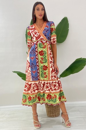 Abito lungo Linda con stampa botanica floreale  Abito lungo Linda con stampa botanica floreale  Abito lungo Linda con stampa ...