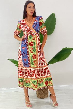 Langes Linda-Kleid mit Blumen-Botanik-Druck langes Linda-Kleid mit Blumen-Botanik-Druck langes Linda-Kleid mit Druck ...