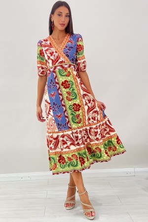 Abito lungo Linda con stampa botanica floreale  Abito lungo Linda con stampa botanica floreale  Abito lungo Linda con stampa ...