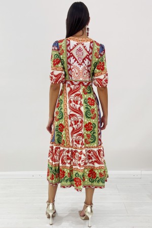 Abito lungo Linda con stampa botanica floreale  Abito lungo Linda con stampa botanica floreale  Abito lungo Linda con stampa ...