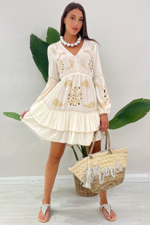 Robe courte Lumierè avec inserts floraux et paillettes Robe courte Lumierè avec inserts floraux et paillettes Robe courte Lumie 