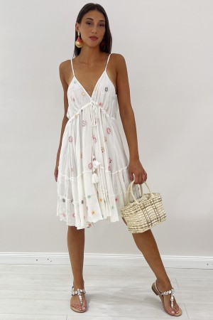 Short infinity dress with floral embroidery and mirror inserts short dress infinity with floral embroidery and mirror inserts dr
