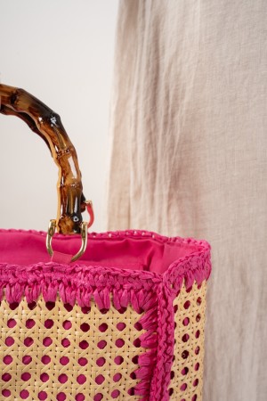 Borsa paglia con manico bambu nocciola Borsa paglia con manico bambu nocciola Borsa paglia con manico bambu nocciola