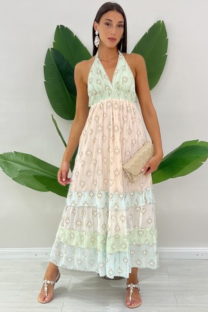Robe longue Bijou avec décolleté américain avec cœurs stylisés Long Bijou robe avec décolleté américain avec coeurs stylisez ...
