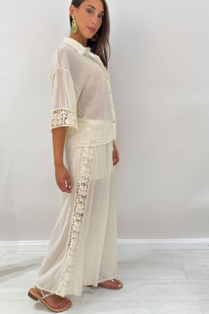 Coordinated Ibiza in light cotton with lace and macramé details Ibiza in light cotton with lace details and ...