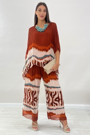 Chemisier et pantalon coordonné Vienne avec abstrait Fantasy Numuata Coordinée Chemisier Vienne et pantalon avec une fantaisie a