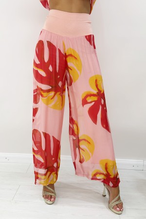 Coordinated Silk Lella Blouse and Trousers with Botanical Fantasy Coordinated Silk Silk Blouse and Trousers With Fantasy Bot ...