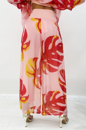 Coordinated Silk Lella Blouse and Trousers with Botanical Fantasy Coordinated Silk Silk Blouse and Trousers With Fantasy Bot ...