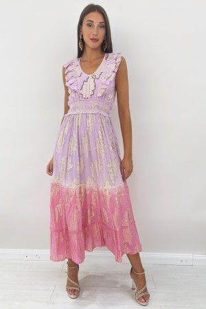 Langes Jadekleid mit Blumenstickerei in Golddraht Lurex Langes Jadekleid mit Blumenstickerei in Golddraht Lurex Long Jad Kleid .