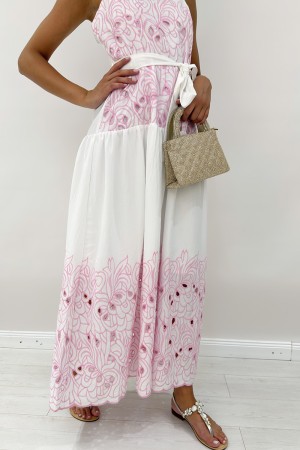Langes MARNI-Kleid mit Gelenkstickerei Traceds Long Marni-Kleid mit Gelenkstickerei Loch langen heiraten Kleid mit Stickerei ...
