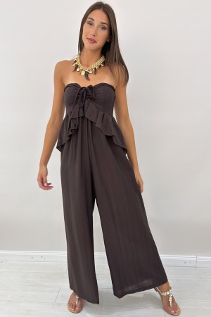 Long Jumpsuit with a heart neckline and ruffles Long Gina jumpsuit with a heart neckline and ruffles Long Gina jumpsuit with a h