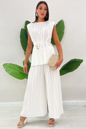 COORDINATED SELF pleated Blouse and coordinated trousers SELF pleated blouse and coordinated trousers SELF pleated blouse ...