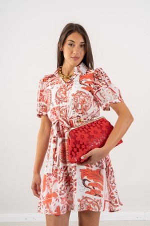 Robe courte Positano avec une courroie de robe de chicanage et courte avec la courroie de robe de fantaisie et de la robe positu