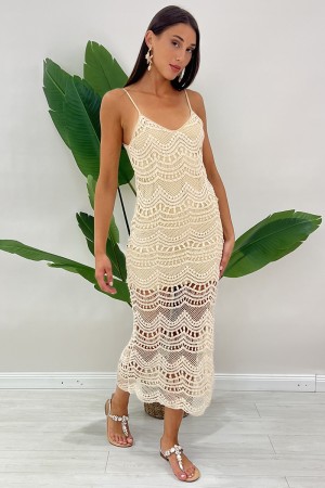 Lange Glo Spitze Kleid häkeln perforiert Langgold Glänzende Spitze häkeln lange Goldkleid Spitze häkeln perforiert