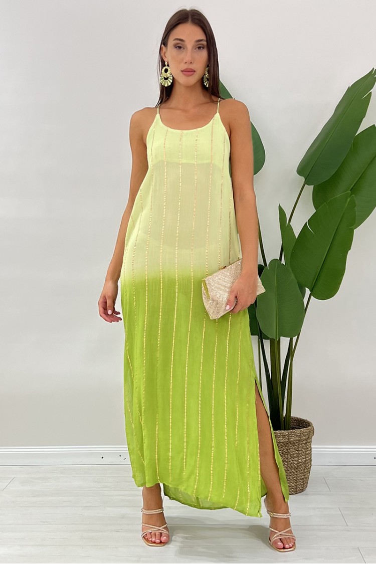 Lange Paris Kleid Gradient mit Drähten in Lurex Gold Kleid Lange Pariser Gradient mit Drähten in Lurex Gold Langer Paris Kleid G