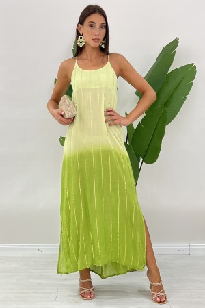 Largo Paris Dressing degradado con cables en LUREX Gold Vestido largo Paris degradado con cables en LUREX Gold Long Paris vestid
