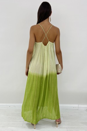 Largo Paris Dressing degradado con cables en LUREX Gold Vestido largo Paris degradado con cables en LUREX Gold Long Paris vestid