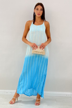 Abito lungo Paris sfumato con fili in lurex oro Abito lungo Paris sfumato con fili in lurex oro Abito lungo Paris sfumato con...