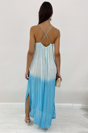 Abito lungo Paris sfumato con fili in lurex oro Abito lungo Paris sfumato con fili in lurex oro Abito lungo Paris sfumato con...