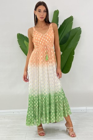 Patty langes Kleid mit verblassten Fantasy- und Golddetails Finale spött lange Patty-Kleid mit verblasstem Fancy und oder ...