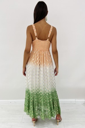 Patty langes Kleid mit verblassten Fantasy- und Golddetails Finale spött lange Patty-Kleid mit verblasstem Fancy und oder ...