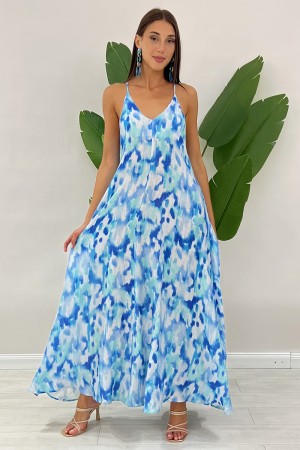 Long Florì dress with abstract fantasy numuat Long dress Florì with abstract fantasy gradient long dress Florì with fanta ...