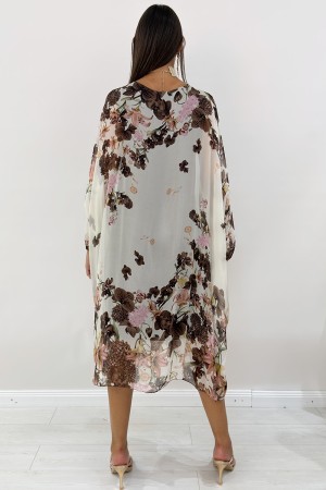 Abito Lungo Miss in seta con fantasia botanica  Abito Lungo Miss in seta con fantasia botanica  Abito Lungo Miss in seta con ...