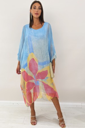 Abito fiordaliso modello caftano con fantasia  Abito fiordaliso modello caftano con fantasia  Abito fiordaliso modello caftan...