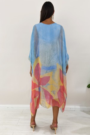 Abito fiordaliso modello caftano con fantasia  Abito fiordaliso modello caftano con fantasia  Abito fiordaliso modello caftan...