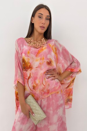 Coordinó la blusa de Dorè y los pantalones con patrón floral abstracto coordinó a Dorè Blusa y pantalones con fantasía floral ..