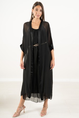 cardigan à viscose angélique longue manche à trois trimestres en soie et viscose cardigan long angélique à la manche à viscose t