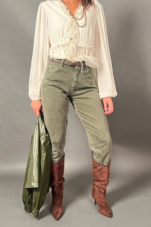 Pantalone Nerea con cinta marrone e borchie Pantalone Nerea con cinta marrone e borchie Pantalone Nerea con cinta marrone e b...